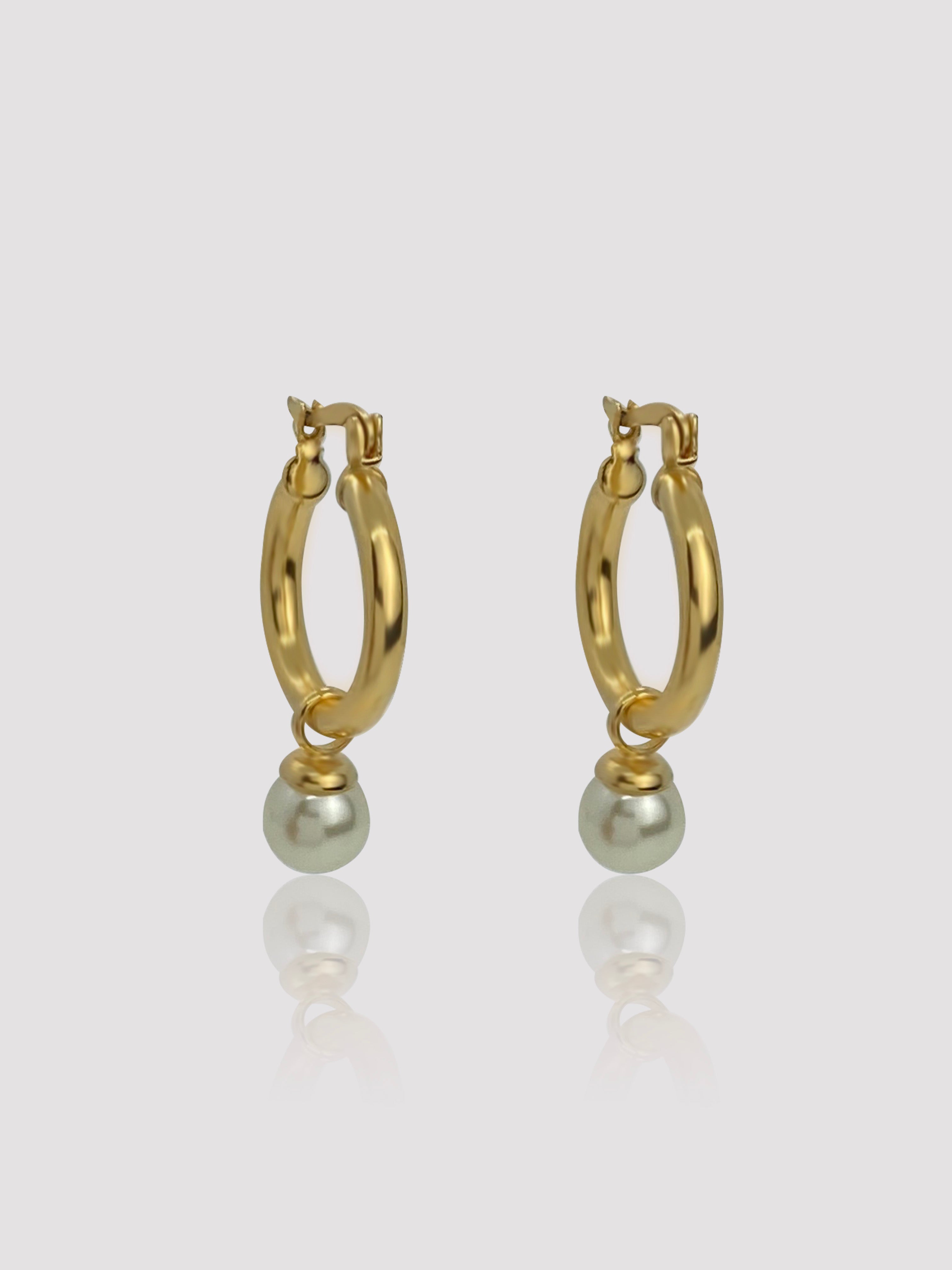 Bedford Pearl Gold Hoops