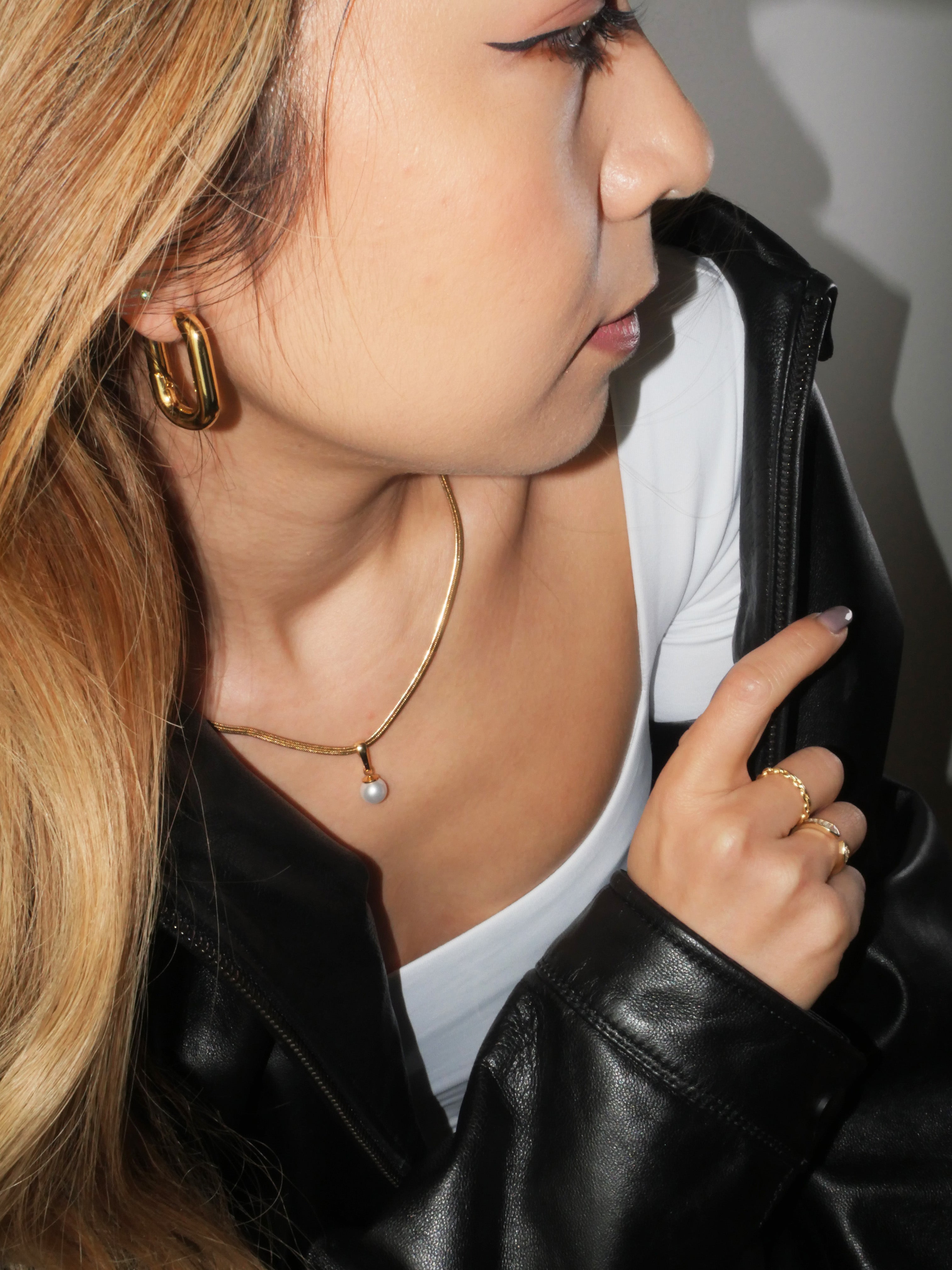 Snake Pearl Gold Necklace