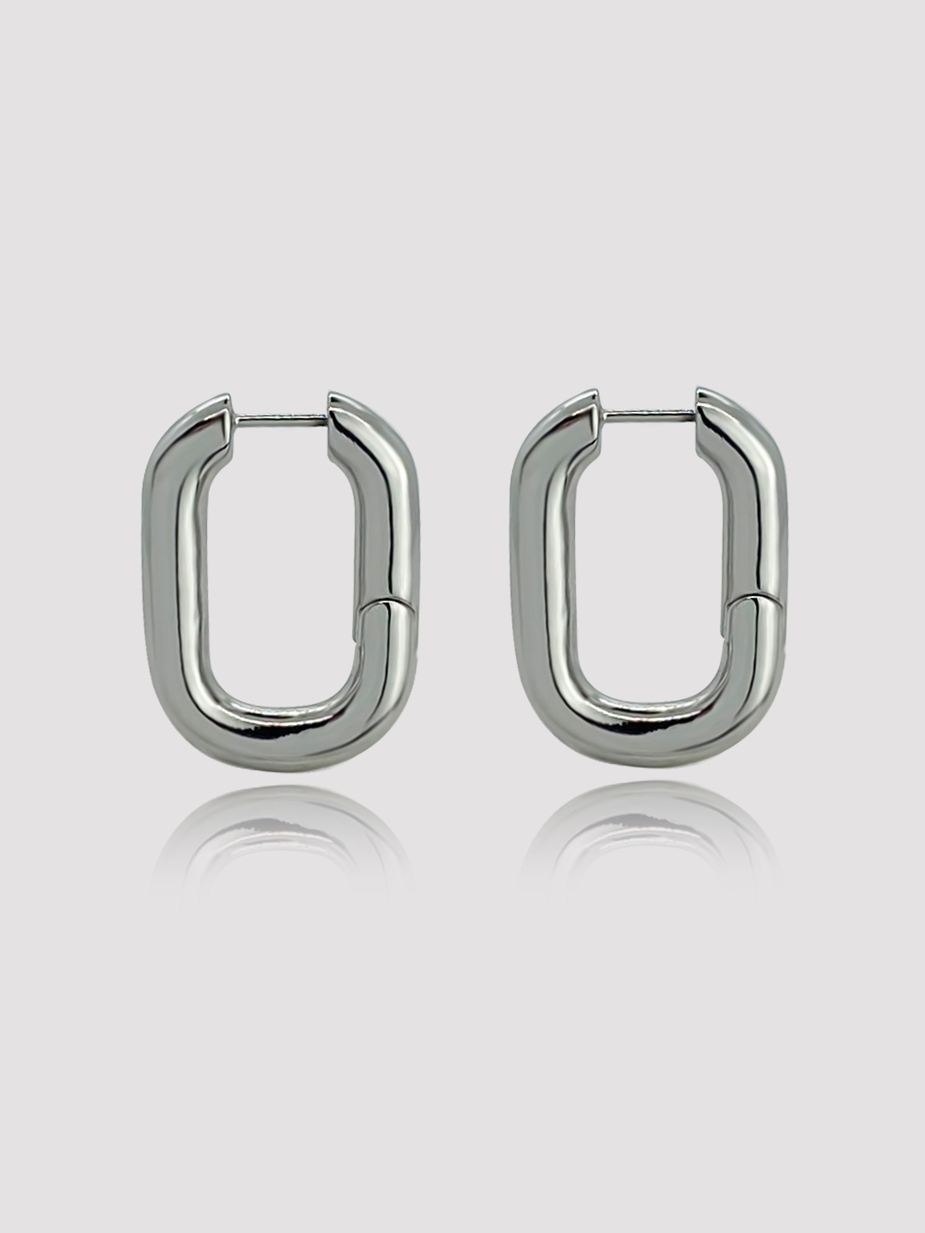 minimalist style 18k white gold plated hoops designed in New York