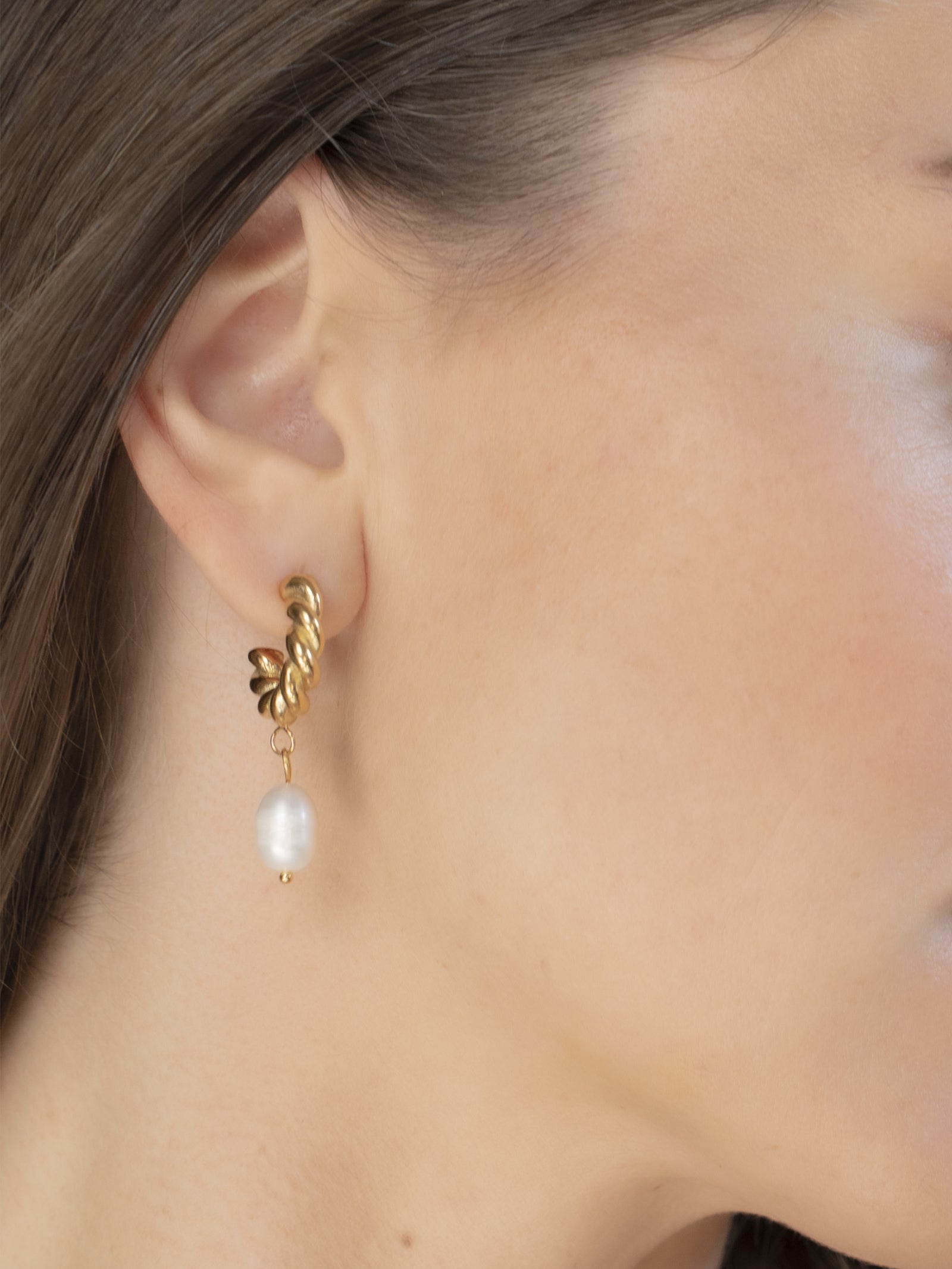 Love Rope Pearl Hoops