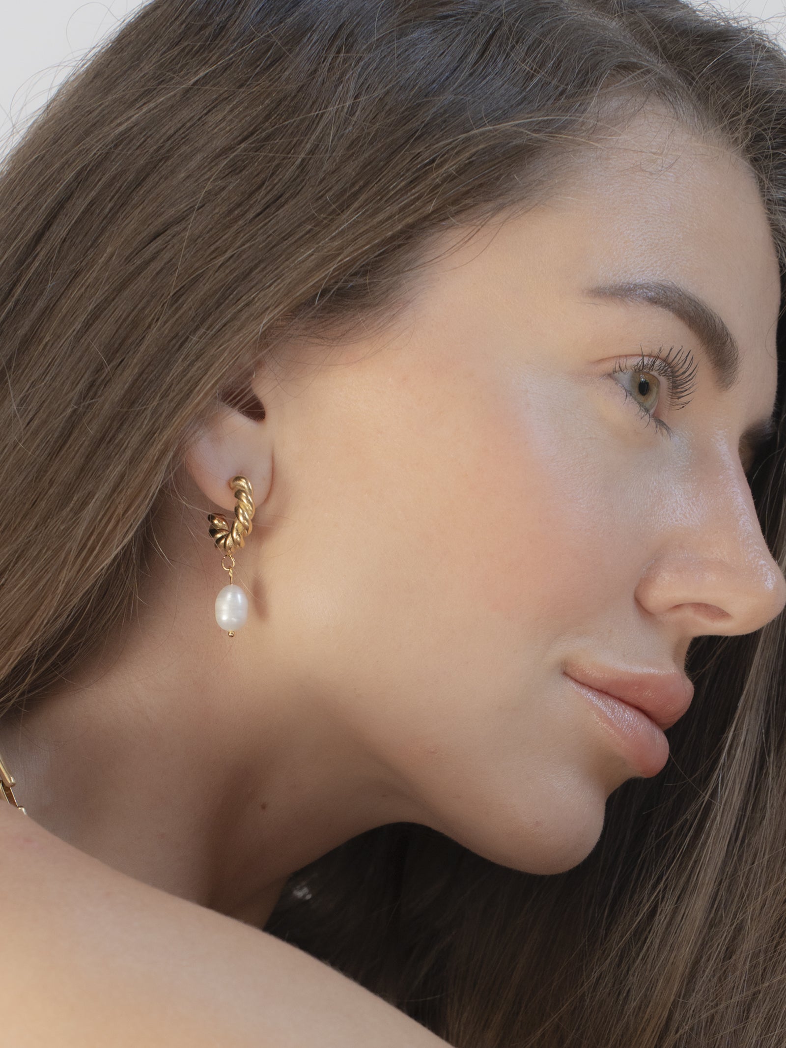 Love Rope Pearl Hoops