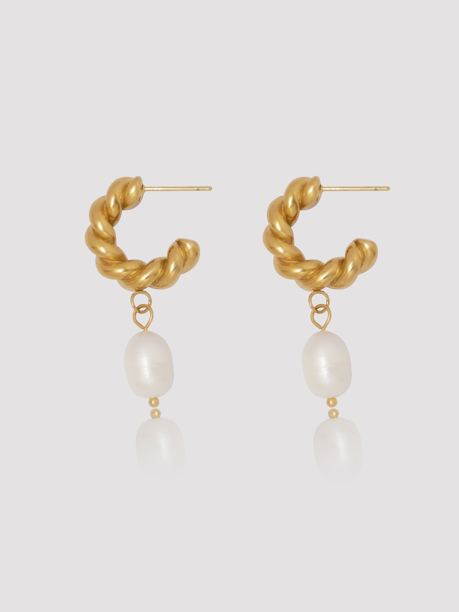 Love Rope Pearl Hoops