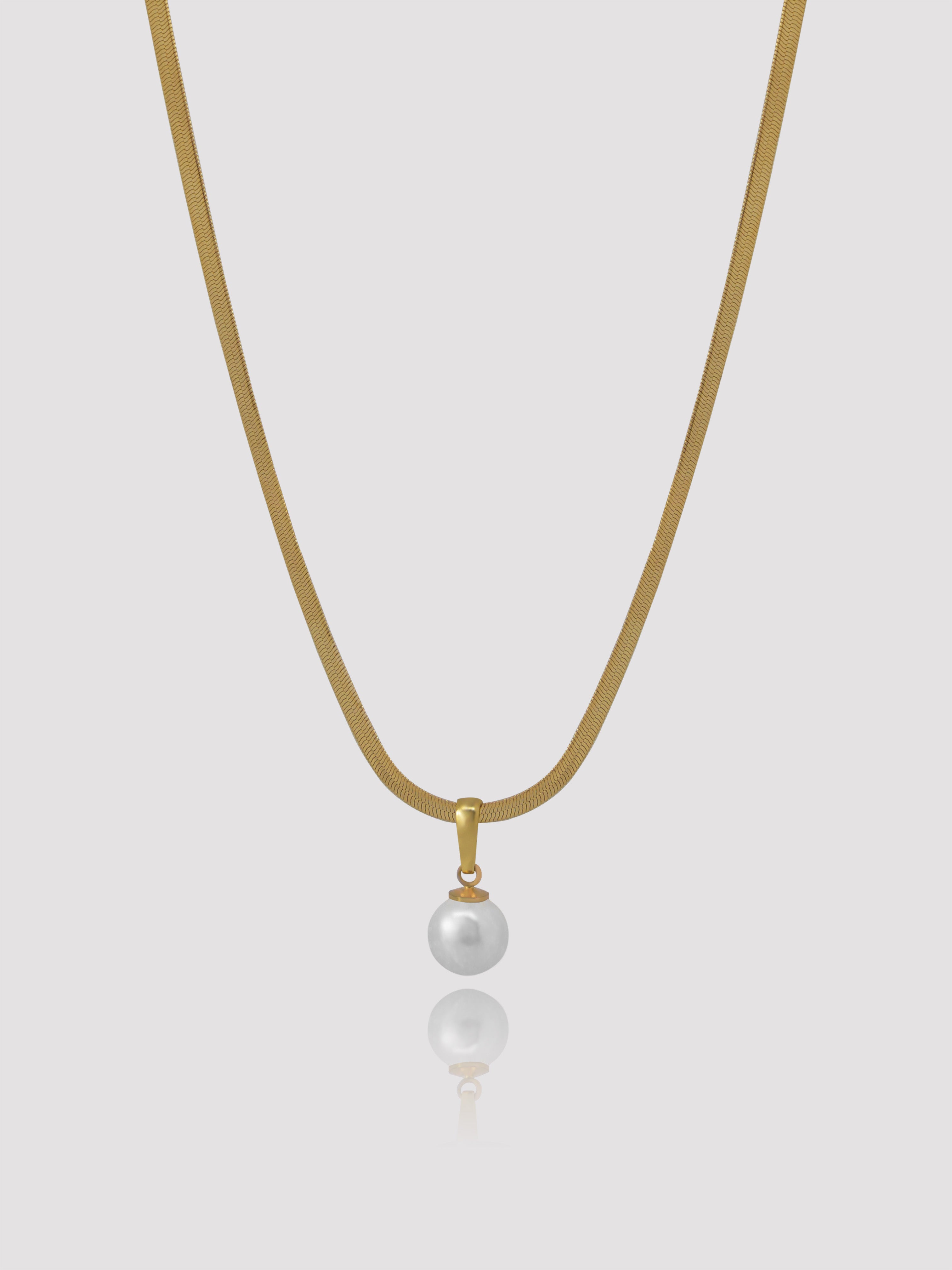 Snake Pearl Gold Necklace