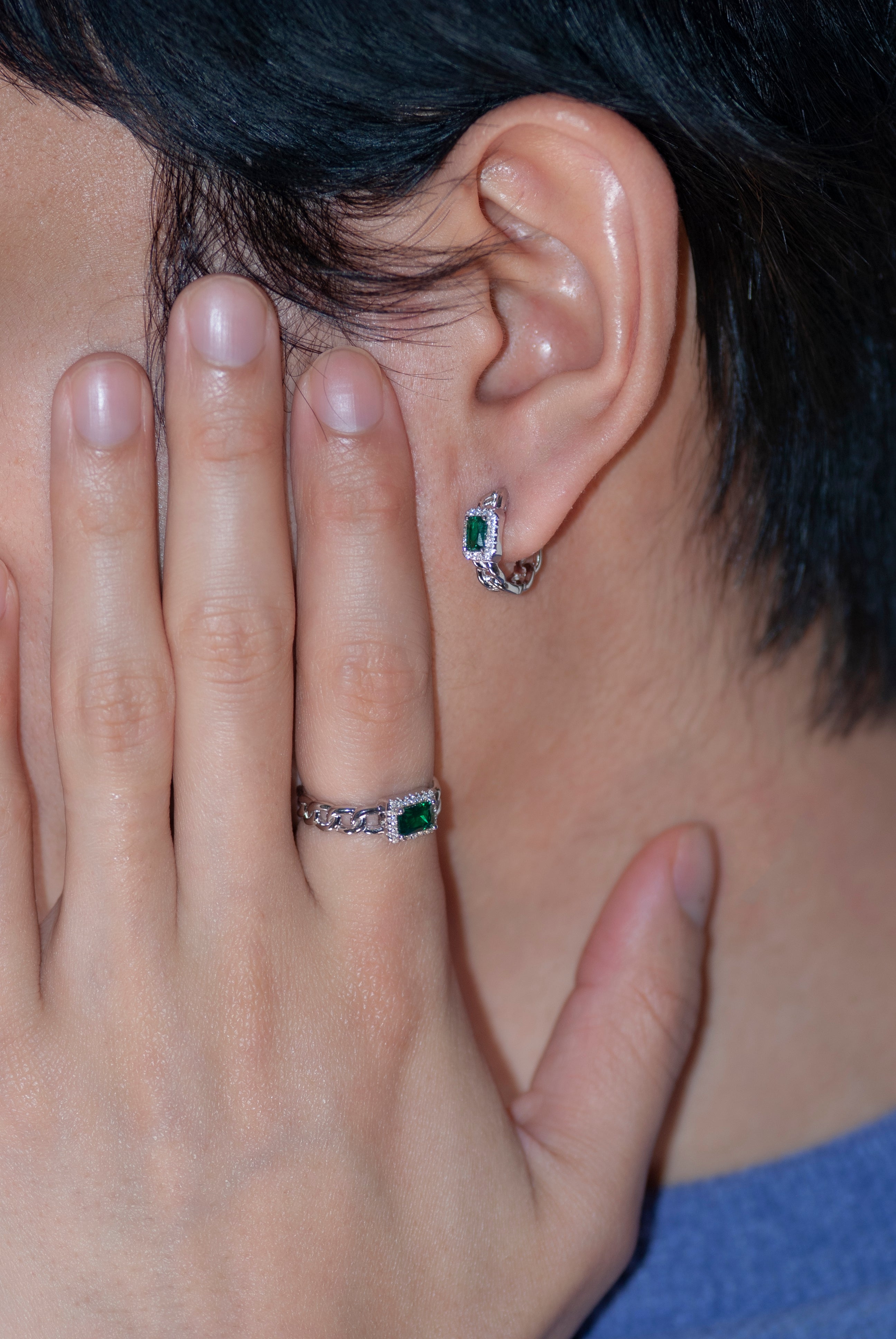 Morris Emerald Gemstone Hoops