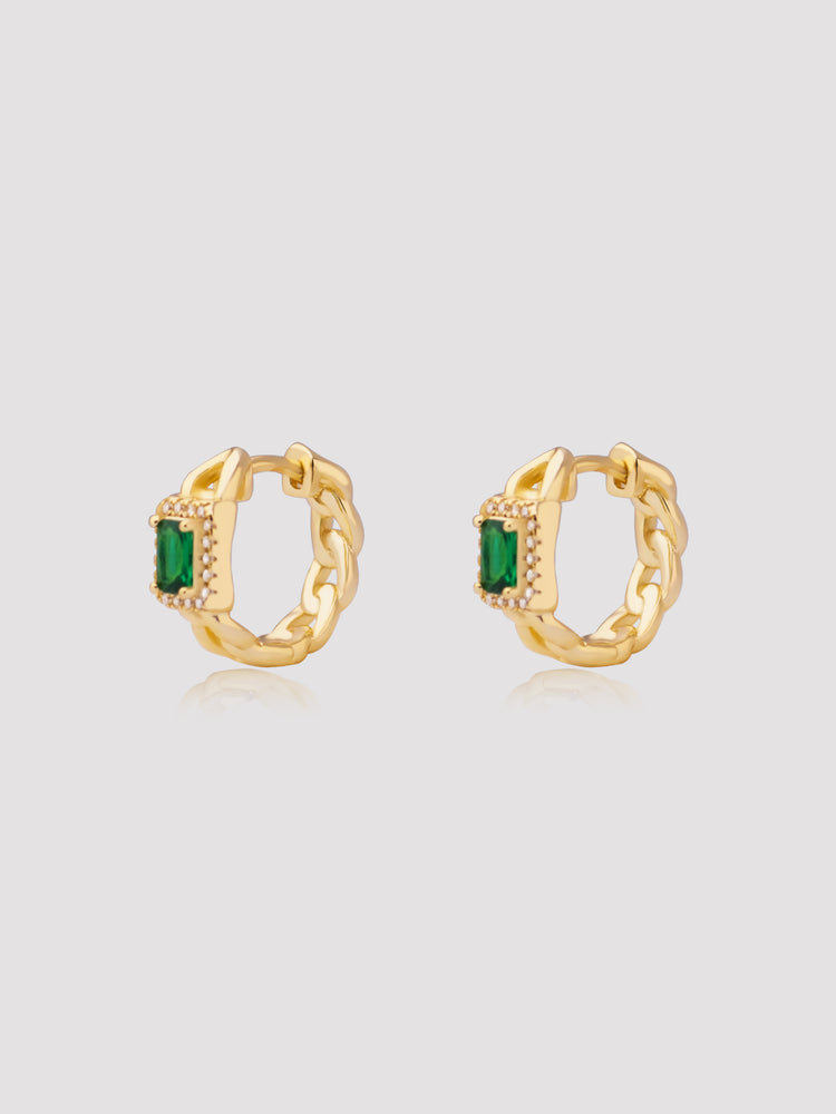 MORRIS EMERALD GEMSTONE GOLD VERMEIL HOOPS