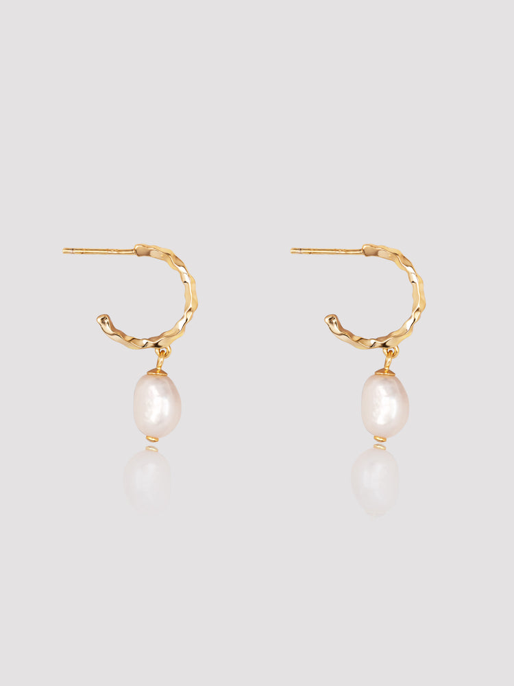 DUANE FRESHWATER PEARL 18K GOLD-PLATED SILVER HOOP EARRINGS